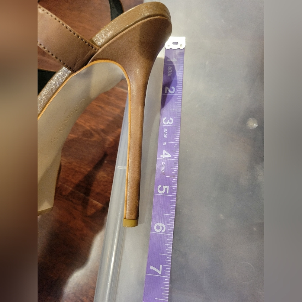 Calvin Klein Beige Ankle Strap Buckle Heels - Picture 3 of 10